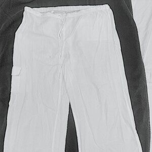 Chico's lightweight white gauzy tie waist palazzo pants M (Chico's size 1)